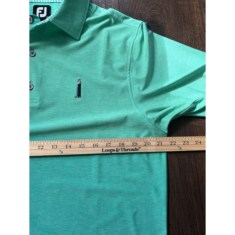 FootJoy Green Performance Golf Polo Mens Teen Small Lighthouse Embroidery Preppy